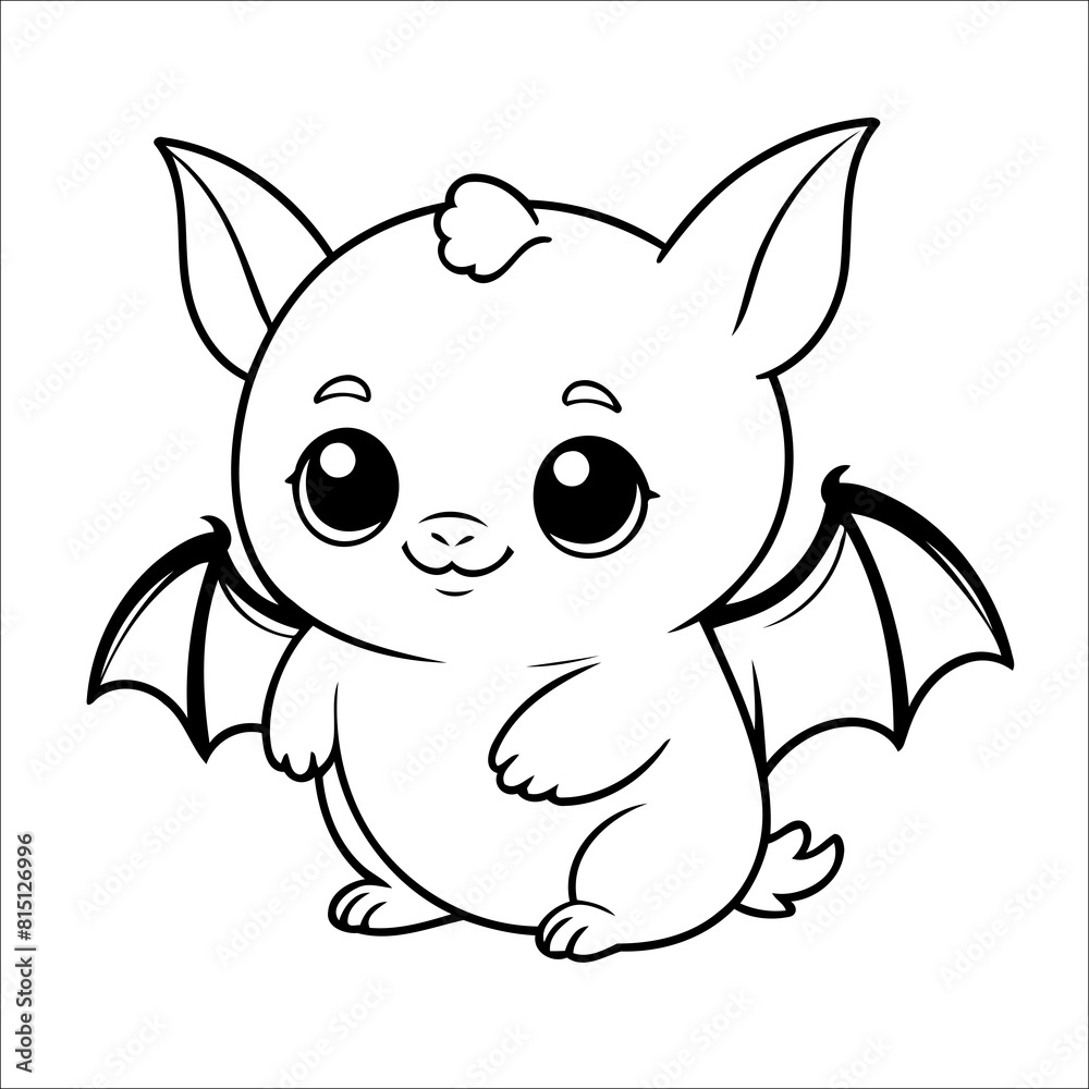 Fototapeta premium Bat Coloring Book Drawing For Kids