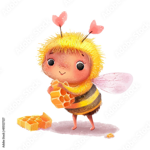 honey bee hug honeycomb white background (11)