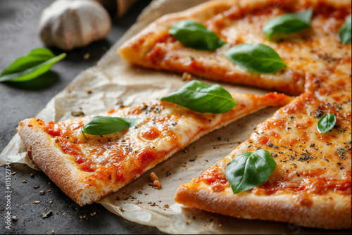 Wallpaper Mural close up of a Slice of fresh vegetarian pizza Torontodigital.ca