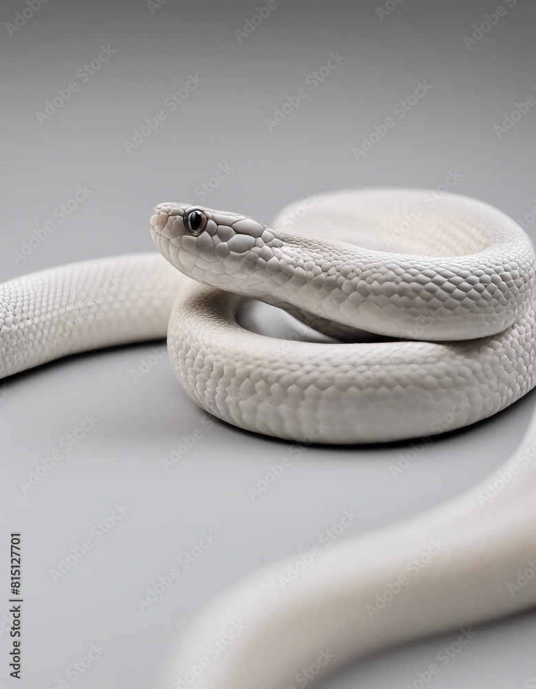 Fototapeta premium white colored cobra snake, isolated white background