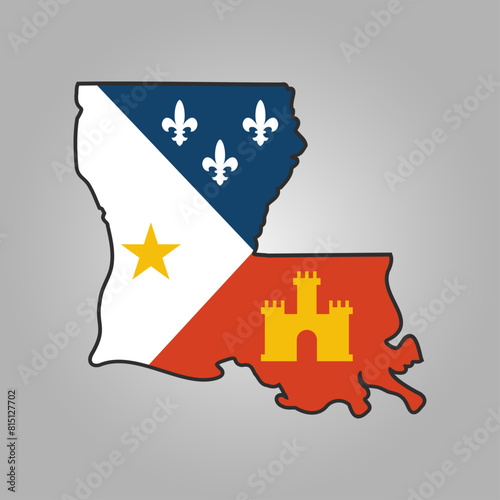 Vector Acadian Flag on State of Louisiana