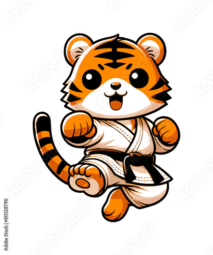cute cartoon character - wolf practicing karate (artwork 2)