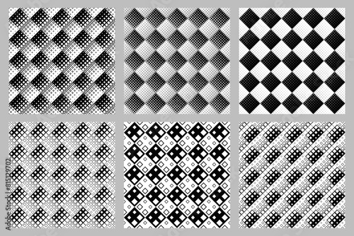 Seamless  square pattern background set - repeating vector graphic design from diagonal squares