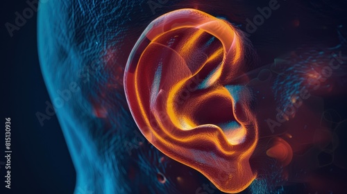  3D rendering of the human ear used for studying the mechanics of hearing. photo