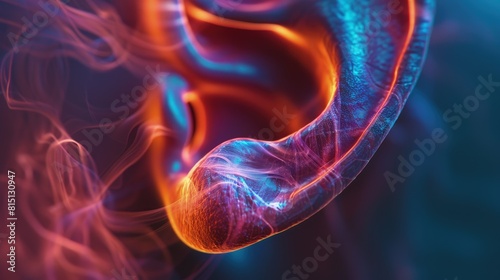  3D rendering of the human ear used for studying the mechanics of hearing. photo