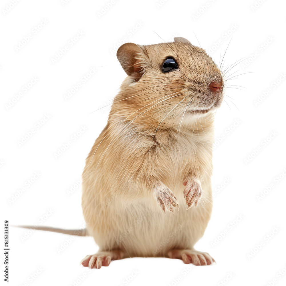 A brown hamster stands upright on a plain Png background, a mongolian gerbil isolated on transparent background A brown hamster stands upright on a plain Png background, a mongolian gerbil isolated on transparent background