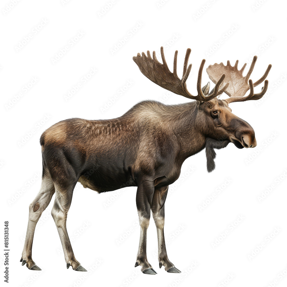 Obraz premium A moose stands confidently on a Png background, a Beaver Isolated on a whitePNG Background
