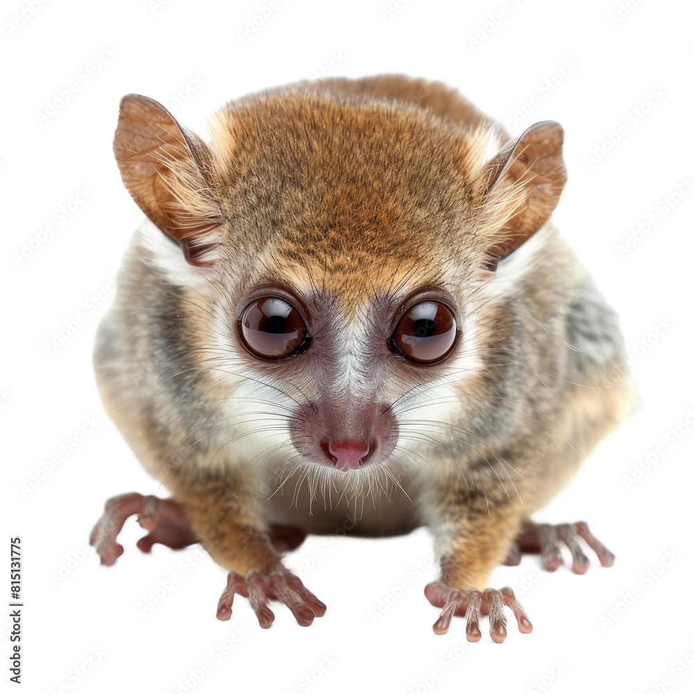 A small brown mouse lemur is standing in front of a Png background, a mouse lemur isolated on transparent background A small brown mouse lemur is standing in front of a Png background, a mouse lemur isolated on transparent background