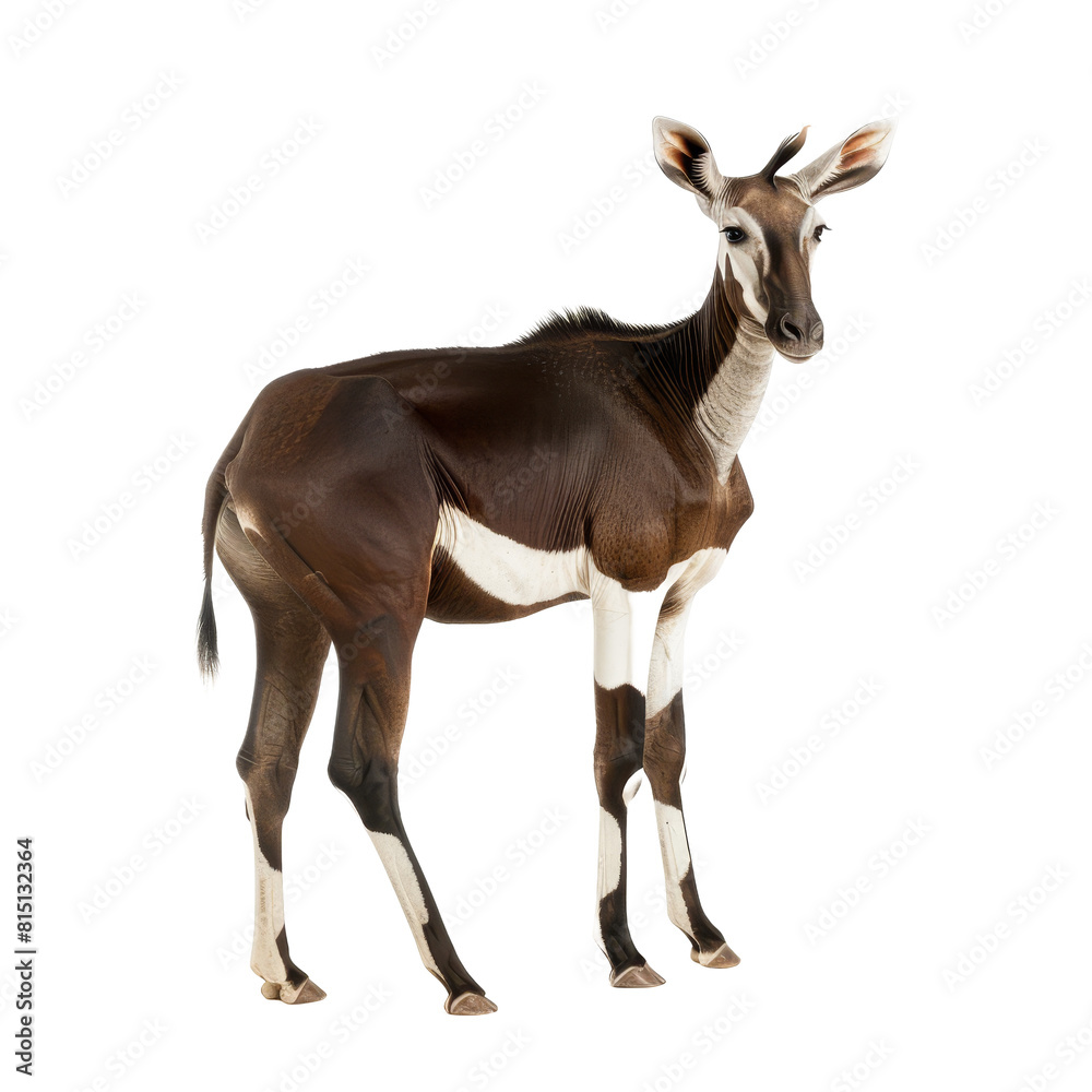 An okapi stands on a Png background in this image, a Beaver Isolated on a whitePNG Background