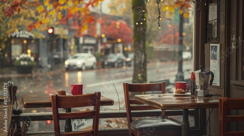  Coffee culture tour in Seattle, cozy cafÃ©s, rainy backdrop, urban lifestyle. photo