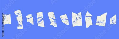 Grunge grain paper tapes with a photocopy effect. Set of different elements for collage. Vector illustration.	