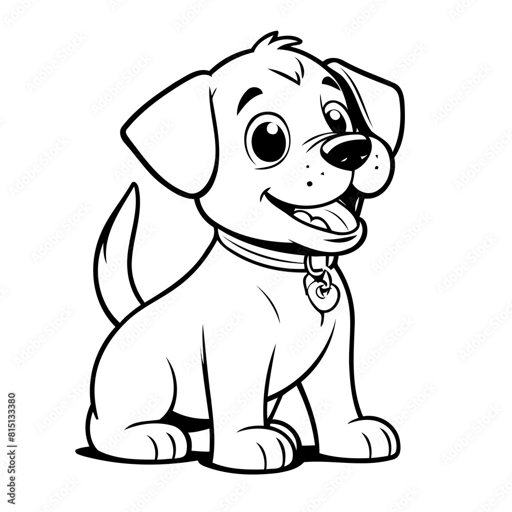 Simple vector illustration of Puppy for children colouring activity