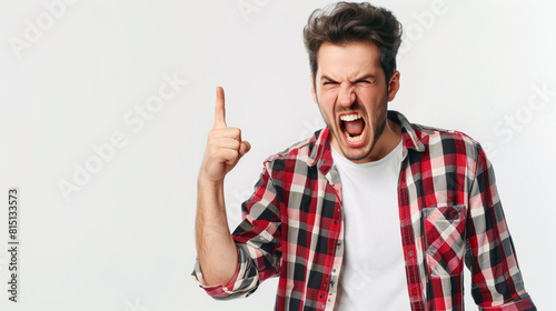 an angry man yelling and pointing up