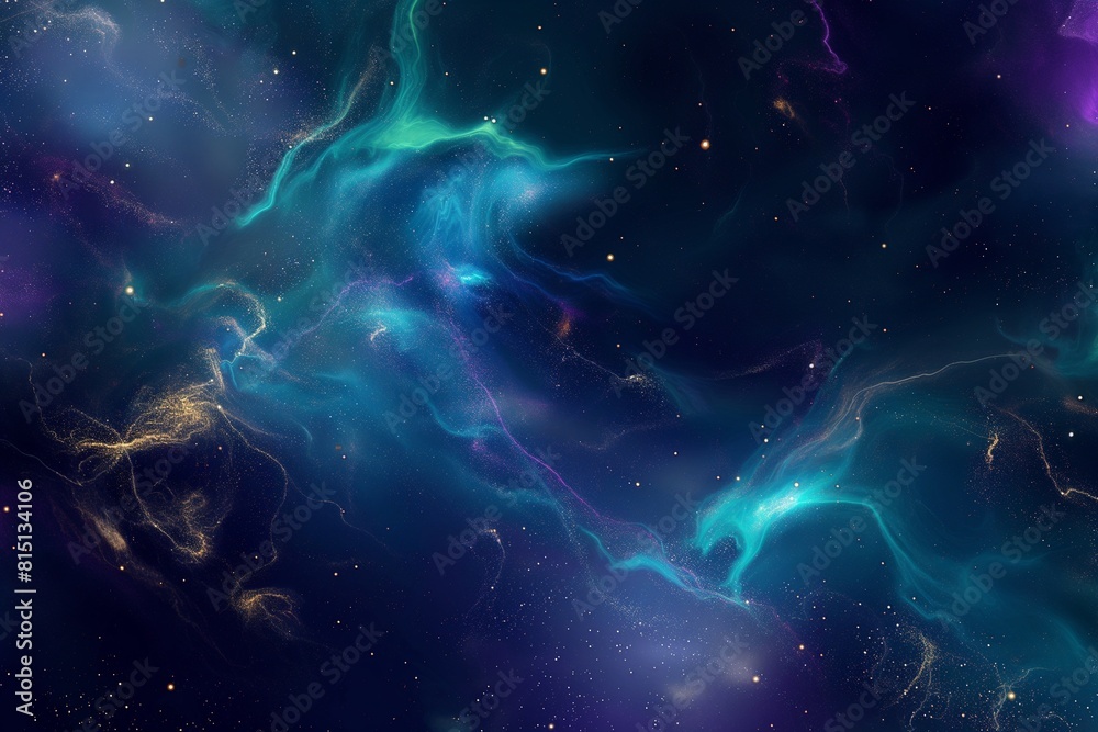 Blue and green nebula with stars Blue and green nebula with stars