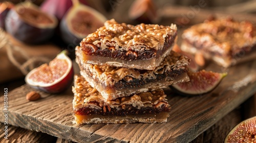 Fig bars, chewy and sweet, whole wheat crust. photo