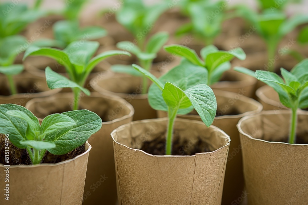 Seedlings in peat pots ready for transplant. Seedlings in peat pots ready for transplant.