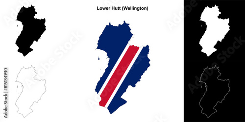 Lower Hutt blank outline map set