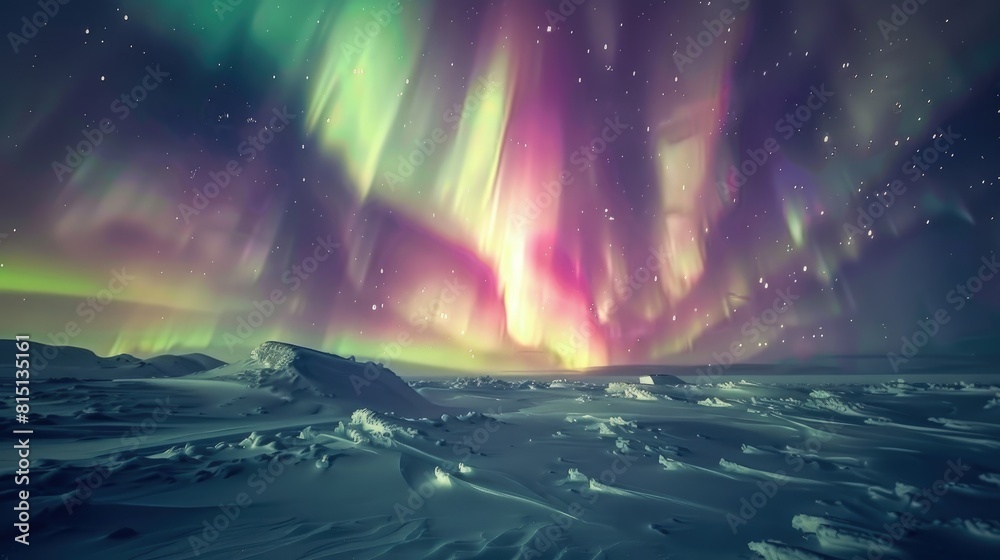 custom made wallpaper toronto digital Northern lights dancing above a snowy Arctic landscape, colors vivid against the white.