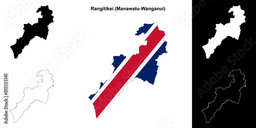 Rangitikei blank outline map set photo