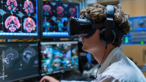  Neuroscientist using virtual reality to study spatial awareness in humans.