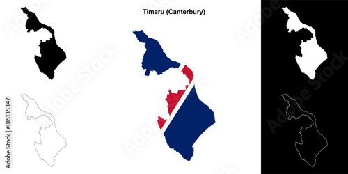 Timaru blank outline map set