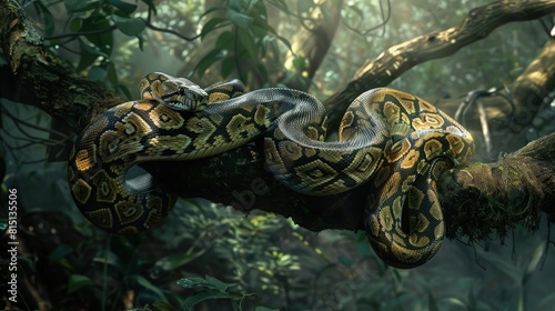  Python wrapped around a tree branch, powerful, stealthy. photo