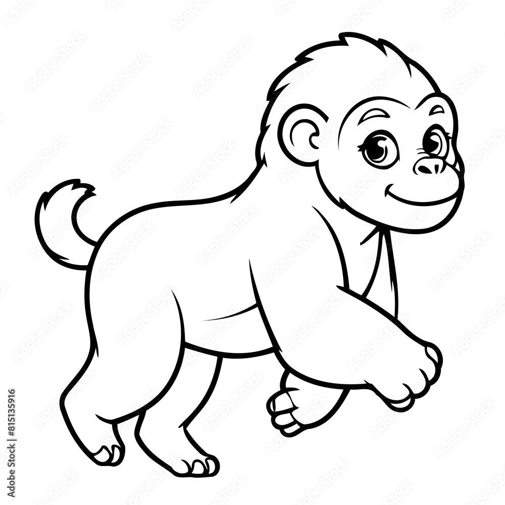 Obraz premium Simple vector illustration of Gorilla drawing for children page