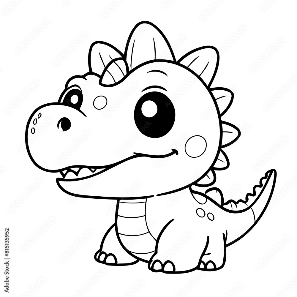 Fototapeta premium Cute vector illustration Dino drawing for toddlers book