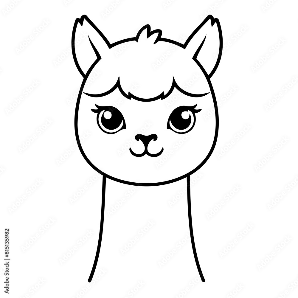 Cute vector illustration Alpaca hand drawn for kids page Cute vector illustration Alpaca hand drawn for kids page