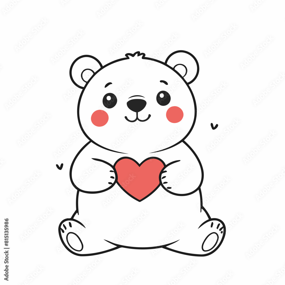 Vector illustration of a cute Bear drawing for colouring page Vector illustration of a cute Bear drawing for colouring page