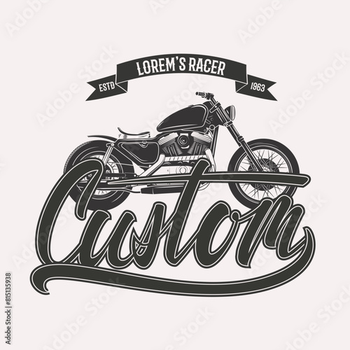 Vintage vector custom motorcycle racer stars logo isolated on white background