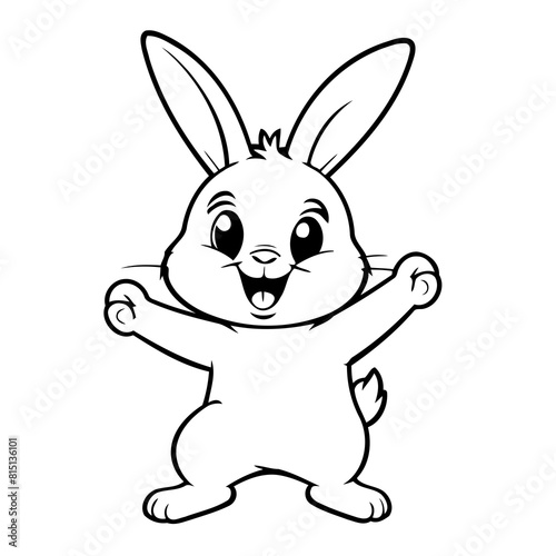 Cute vector illustration Rabbit doodle colouring activity for kids