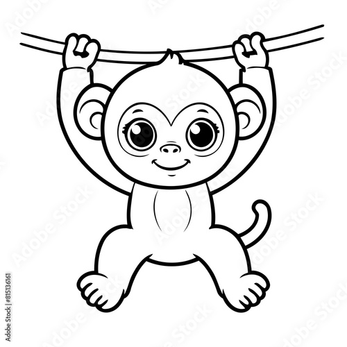 Vector illustration of a cute Monkey drawing for toddlers book