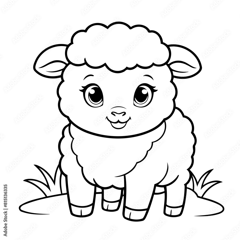 Vector illustration of a cute Sheep drawing for kids page Vector illustration of a cute Sheep drawing for kids page