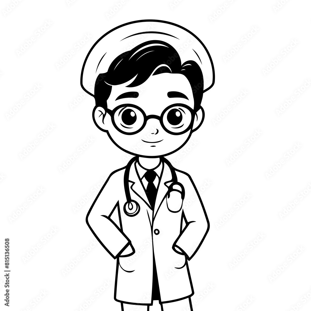 Cute vector illustration Doctor doodle for toddlers worksheet Cute vector illustration Doctor doodle for toddlers worksheet
