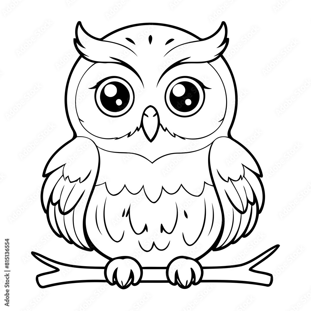Vector illustration of a cute Owl drawing for children page Vector illustration of a cute Owl drawing for children page
