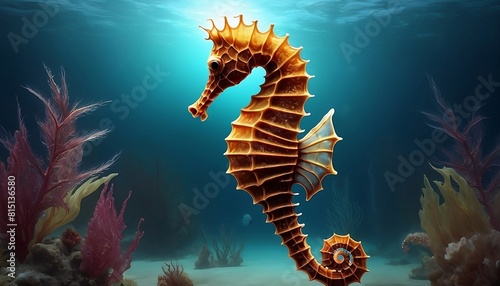 Unreal seahorse  fantasy  underwater created with generative ai  