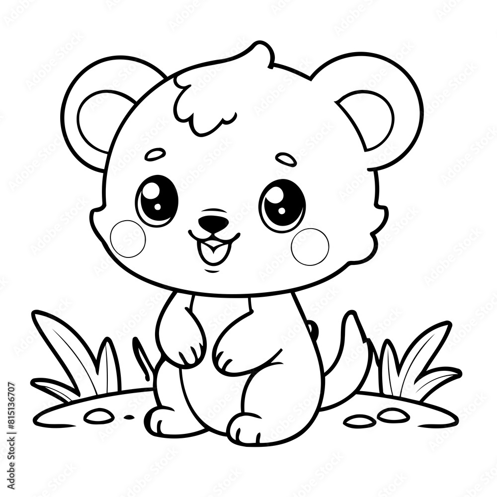Simple vector illustration of Kawaii for children colouring activity Simple vector illustration of Kawaii for children colouring activity