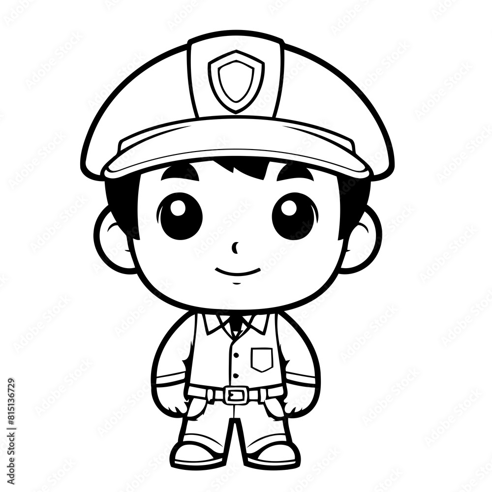 Cute vector illustration Foreman colouring page for kids Cute vector illustration Foreman colouring page for kids
