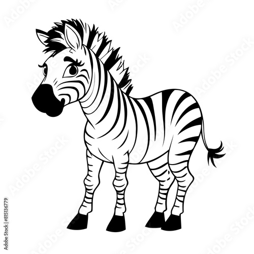 Simple vector illustration of Zebra for toddlers colouring page