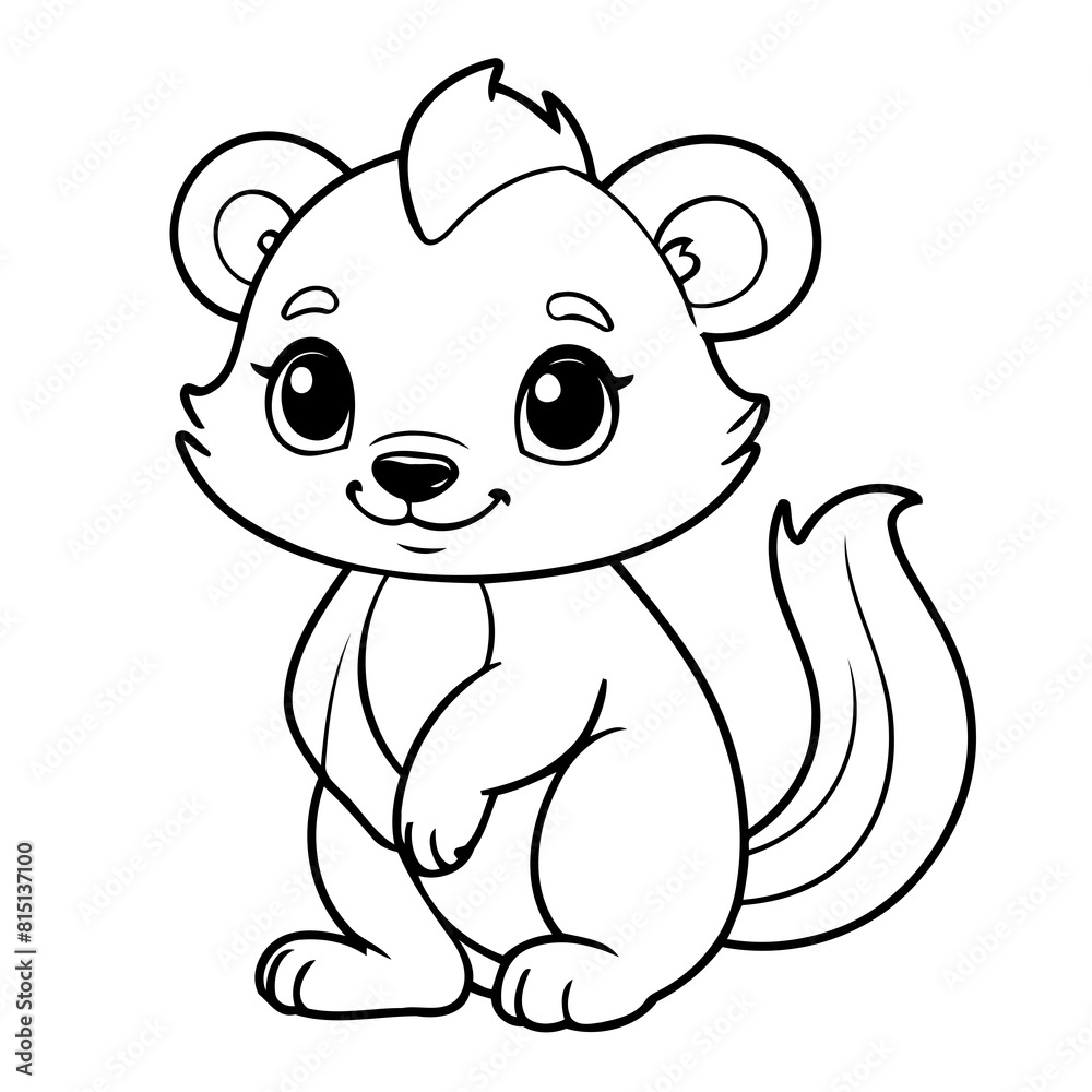 Fototapeta premium Simple vector illustration of Skunk drawing for toddlers book
