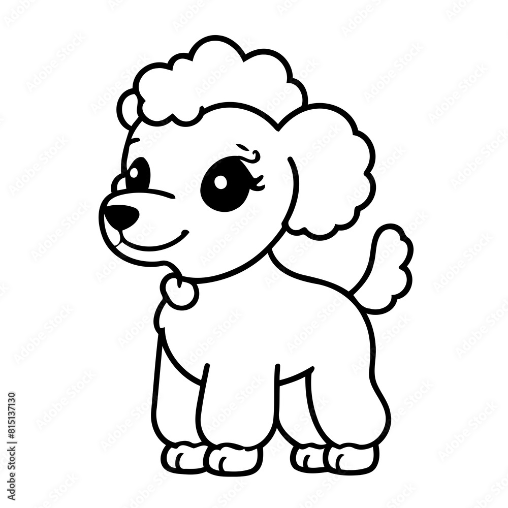 Simple vector illustration of Poodle hand drawn for kids coloring page Simple vector illustration of Poodle hand drawn for kids coloring page