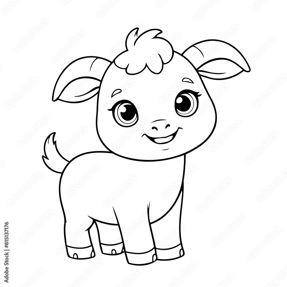 Simple vector illustration of Goat drawing for kids page Simple vector illustration of Goat drawing for kids page