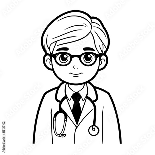 Simple vector illustration of Doctor outline for colouring page