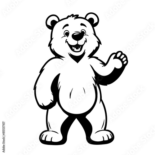 Vector illustration of a cute Bear drawing for toddlers colouring page