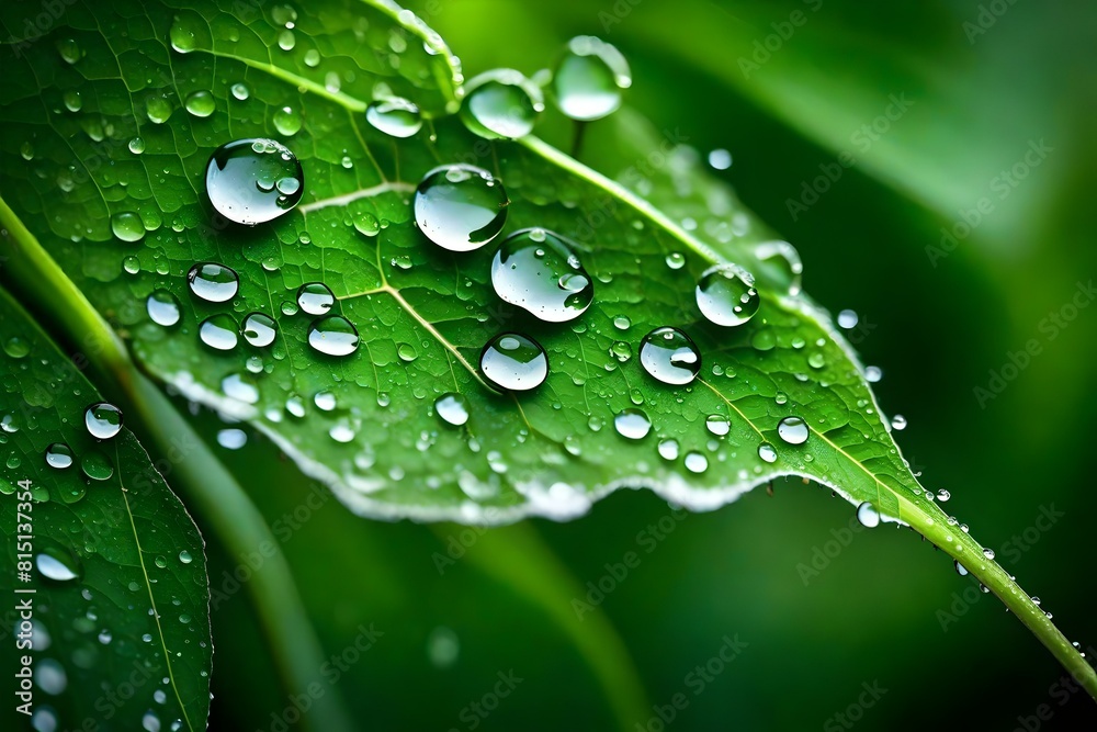 water drops on green leaf water drops on green leaf
