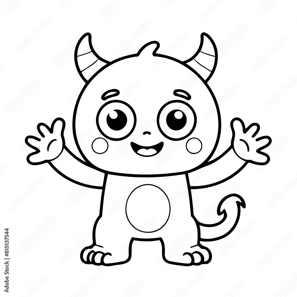 Vector illustration of a cute Monster drawing for toddlers coloring activity Vector illustration of a cute Monster drawing for toddlers coloring activity