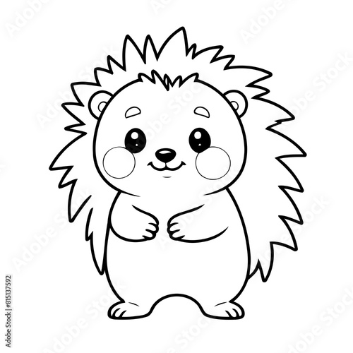 Cute vector illustration Porcupine drawing for colouring page