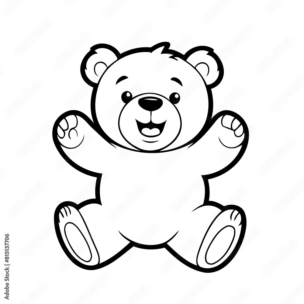 Obraz premium Cute vector illustration Bear drawing for children page