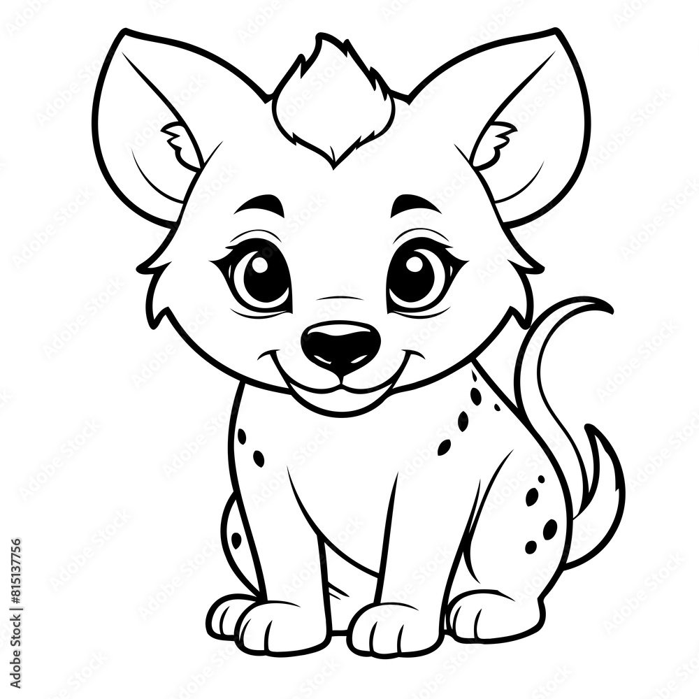 Vector illustration of a cute Hyena drawing for children page Vector illustration of a cute Hyena drawing for children page